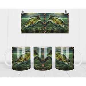 BASS FISH Murky Hooked Coffee Cup Novelty Mug Gift For Men Women Fisherman